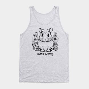 I love hamsters, Cute Hamster design Vintage Style Black and White Tank Top